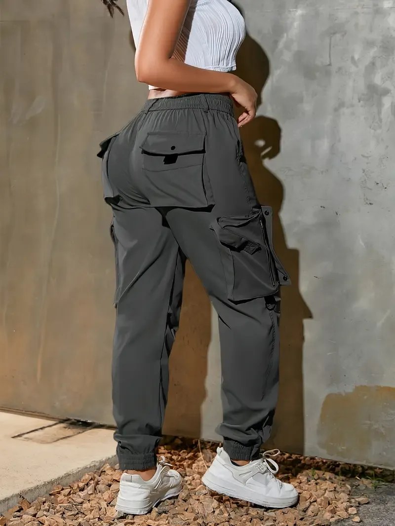 Women’s cotton cargo pants with multiple practical pockets.