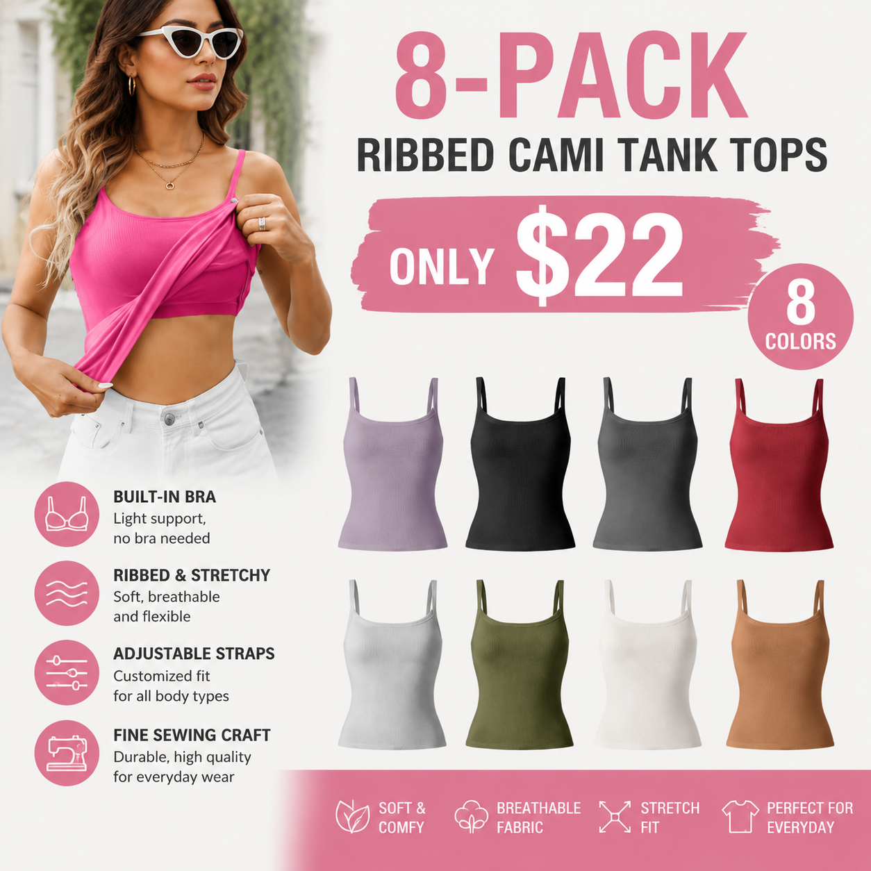 Everyday Cotton Low Back New Airy Bra Tank