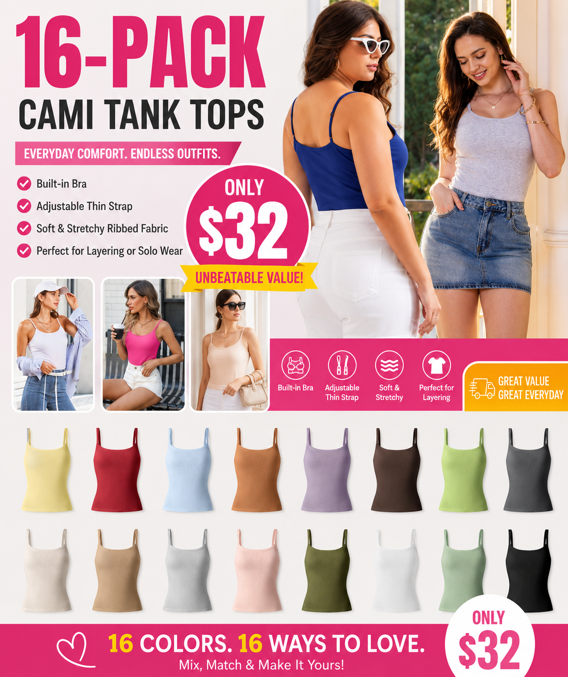 Everyday Cotton Low Back New Airy Bra Tank