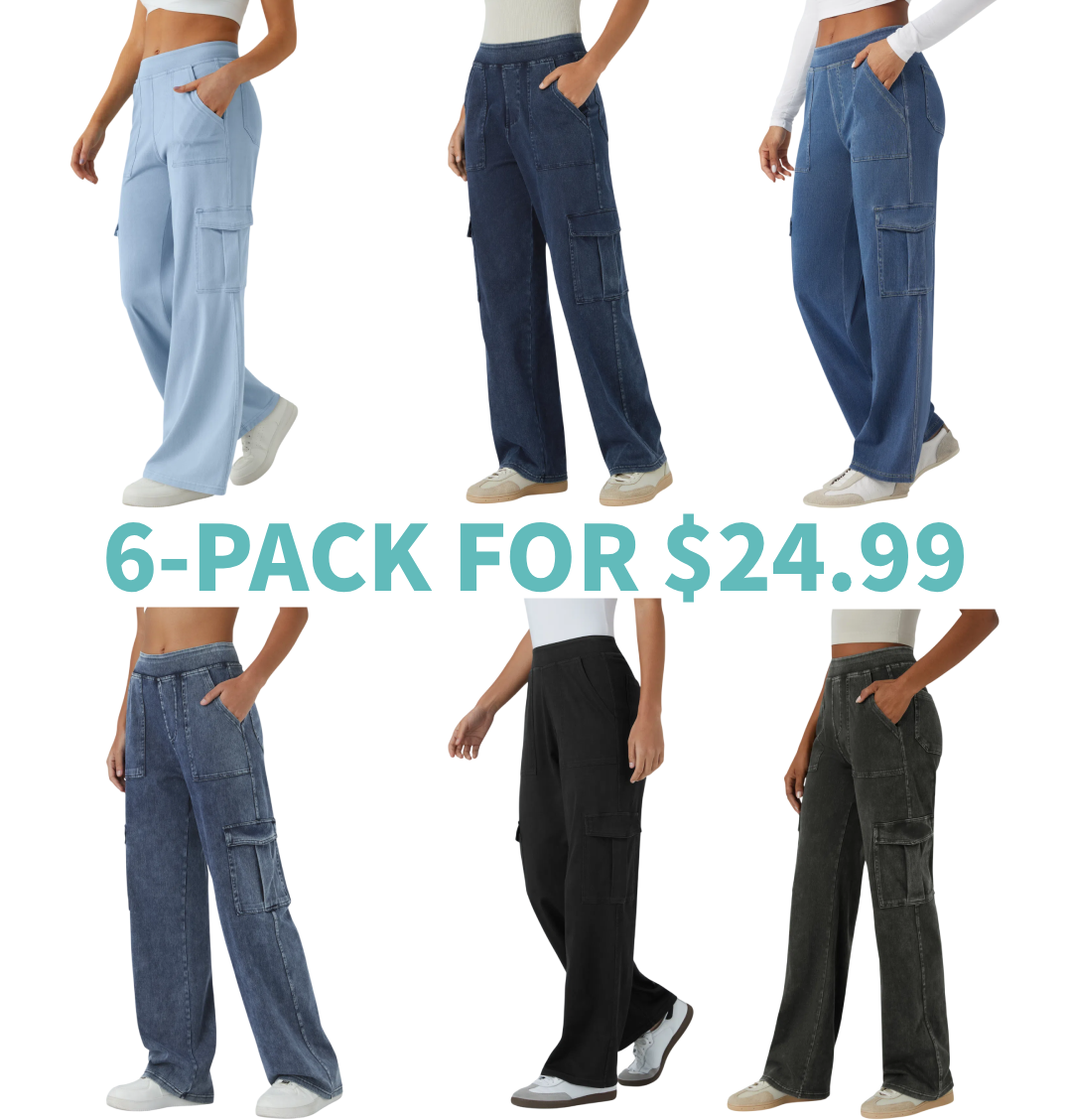 UltraSoft Mid Rise Pockets Straight Leg Casual Cargo Jeans