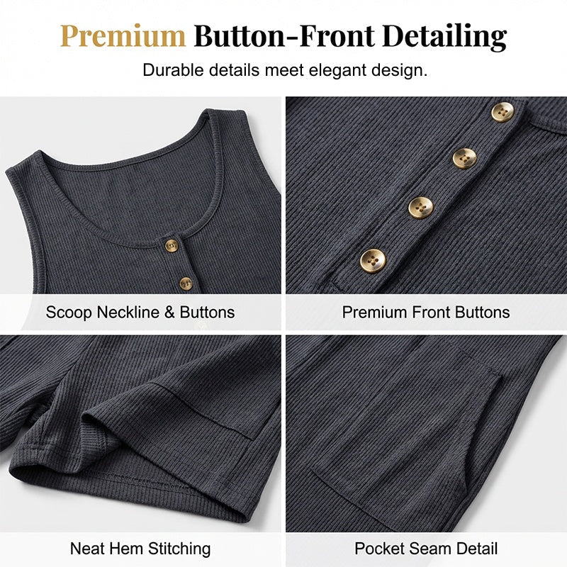 📢📢90% OFF !! ⏰Women's Sleeveless Button-Front Romper