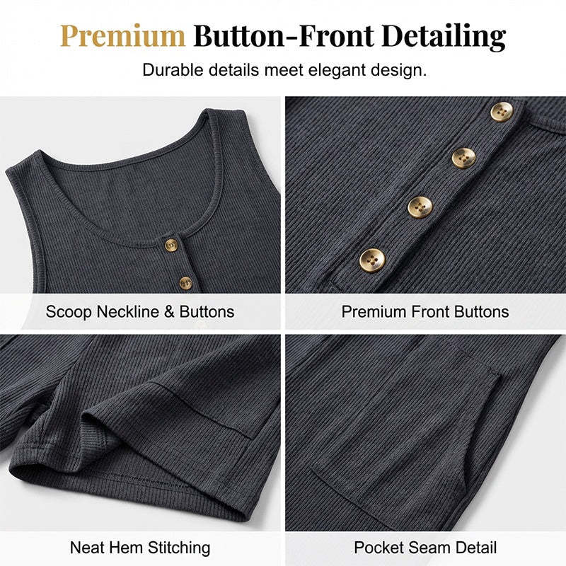 📢📢90% OFF !! ⏰Women's Sleeveless Button-Front Romper