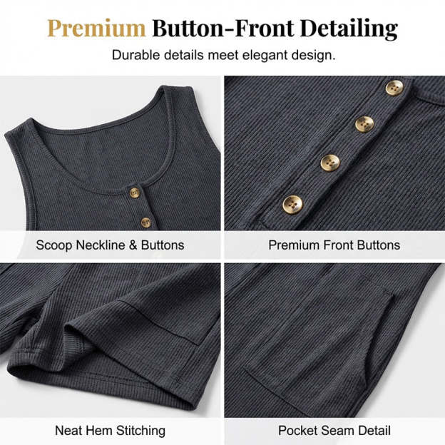 📢📢90% OFF !! ⏰Women's Sleeveless Button-Front Romper