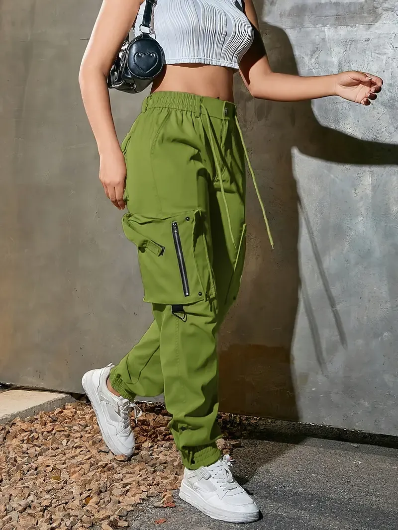 Women’s cotton cargo pants with multiple practical pockets.