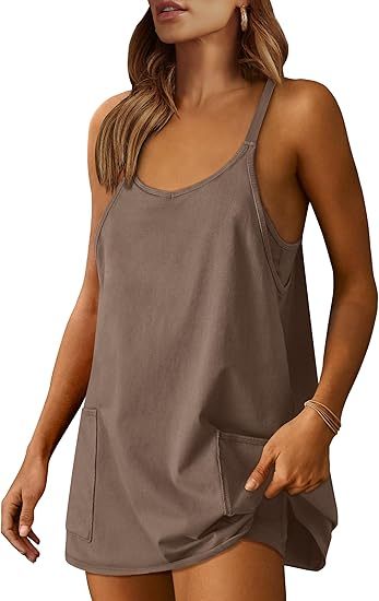 Women's Sleeveless Mini Dress with Built-in Shorts