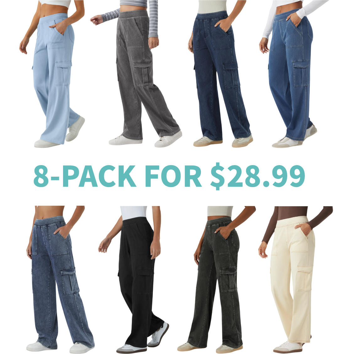 UltraSoft Mid Rise Pockets Straight Leg Casual Cargo Jeans