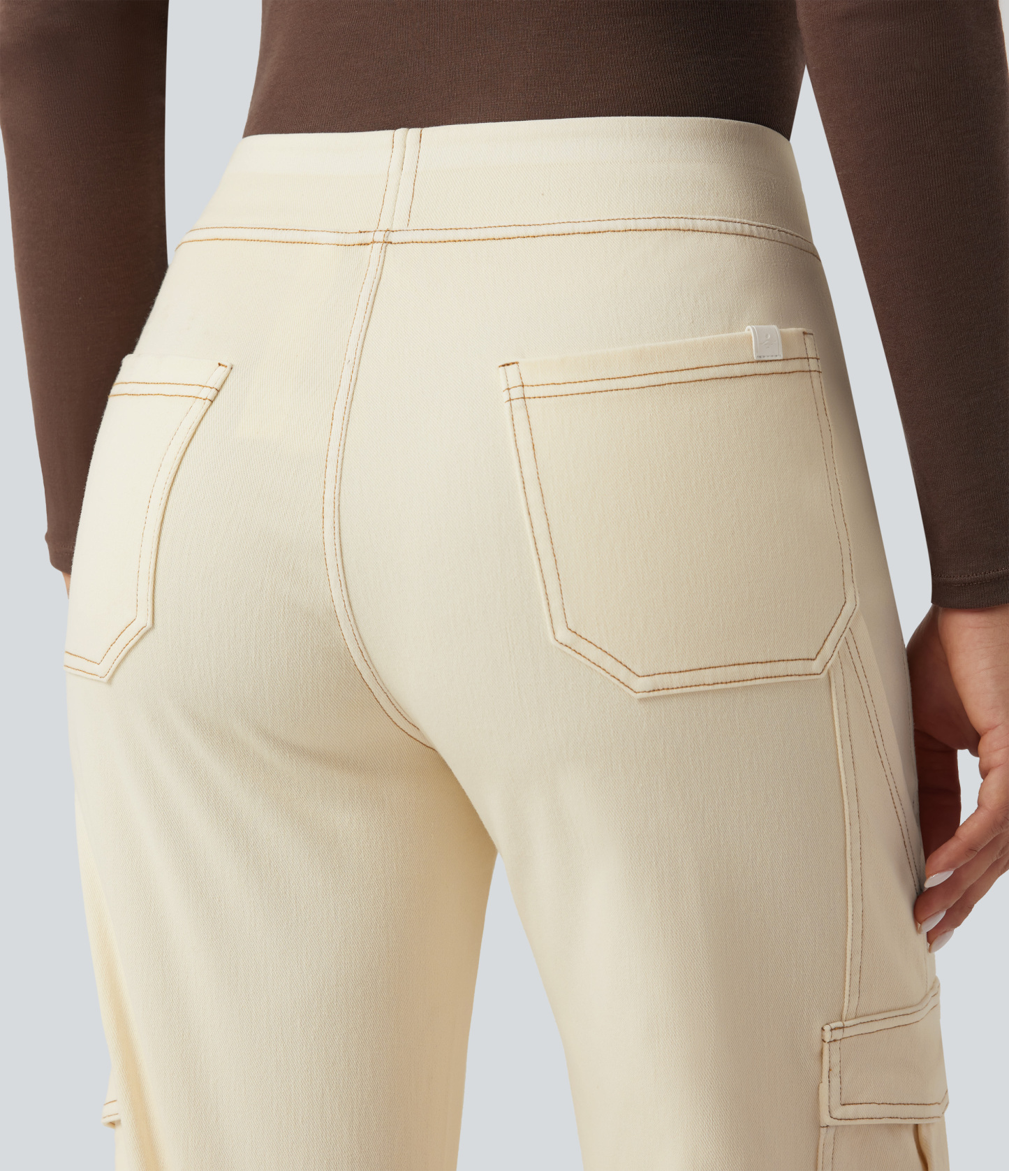 Mid Rise Pockets Straight Leg Casual Cargo Jeans