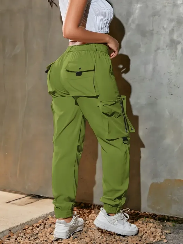 Women’s cotton cargo pants with multiple practical pockets.