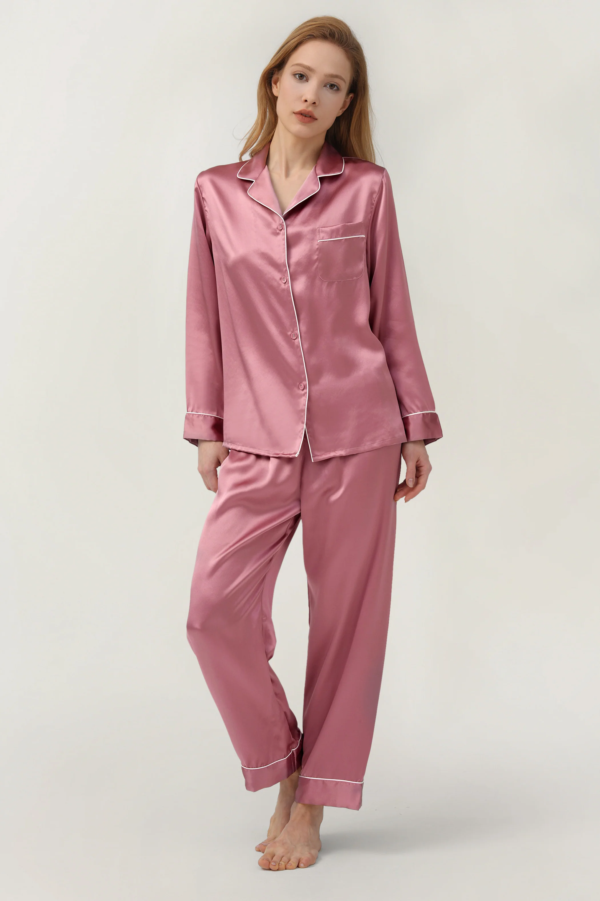 Women’s Long-Sleeve & Pants Silk Pajama