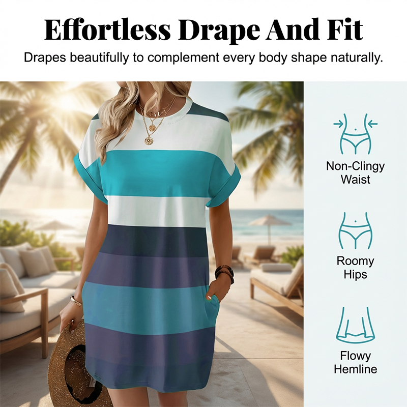 🥳2026 HOT SALE🥳💞50K+ SOLD!🏖️💨 90% OFF! Striped Midi Dress – Lightweight & breathable, effortless drape. Beach cover-up to evening dinner, one dress does it all. Pink, green, sky blue & more. 🌊✅