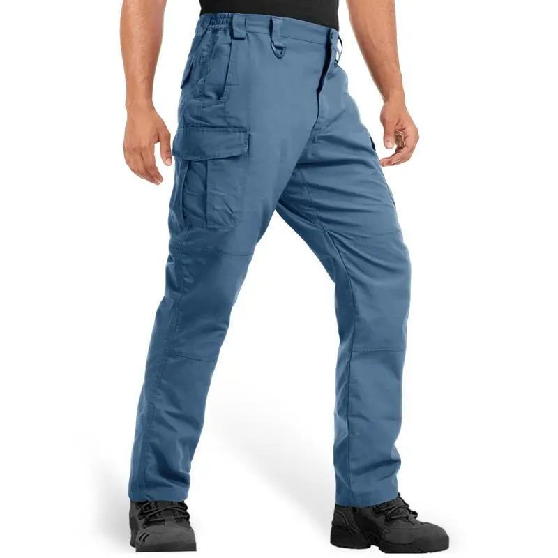 Men's Tactical Pants 9 Pockets Ripstop Water Repellent Cargo Pants Plain Casual Fitted Trousers Menswear for Work Hiking Hunting FallFreshness Outdoorfun
