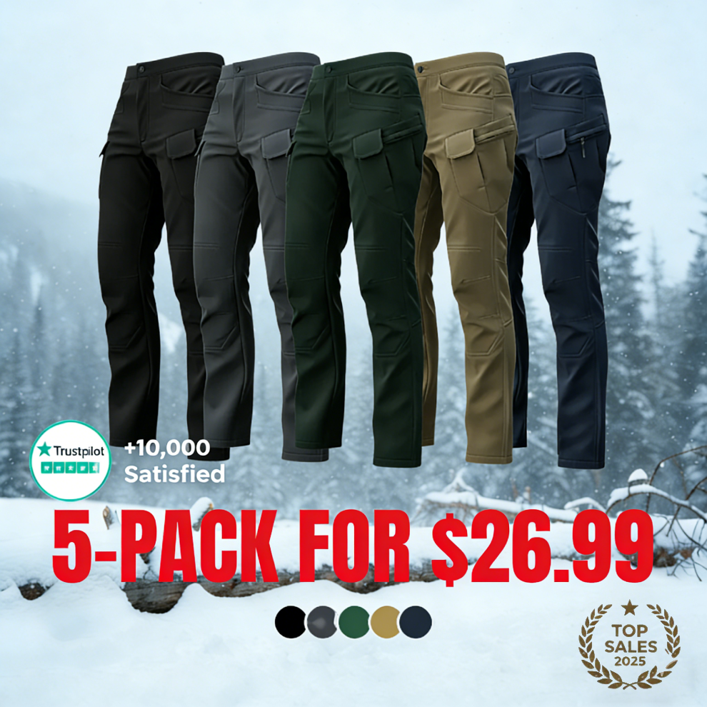 Windproof Warm Men's Outdoor Military Tactical Pants | Soft Shell Fleece Lined