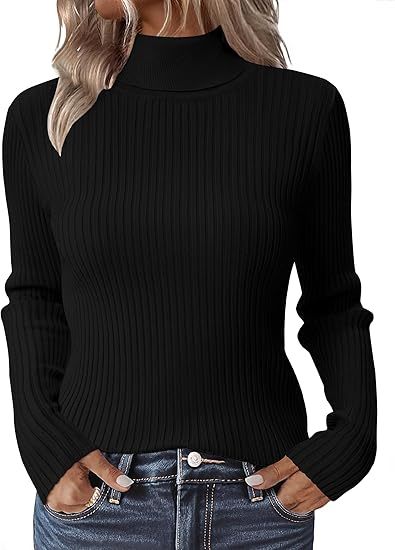 Women's elegant thick warm turtleneck long-sleeved sweater - Soft Pink - Regular Fit H-Line Silhouette