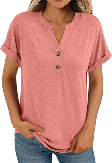 Women’s Casual V-Neck Henley Top