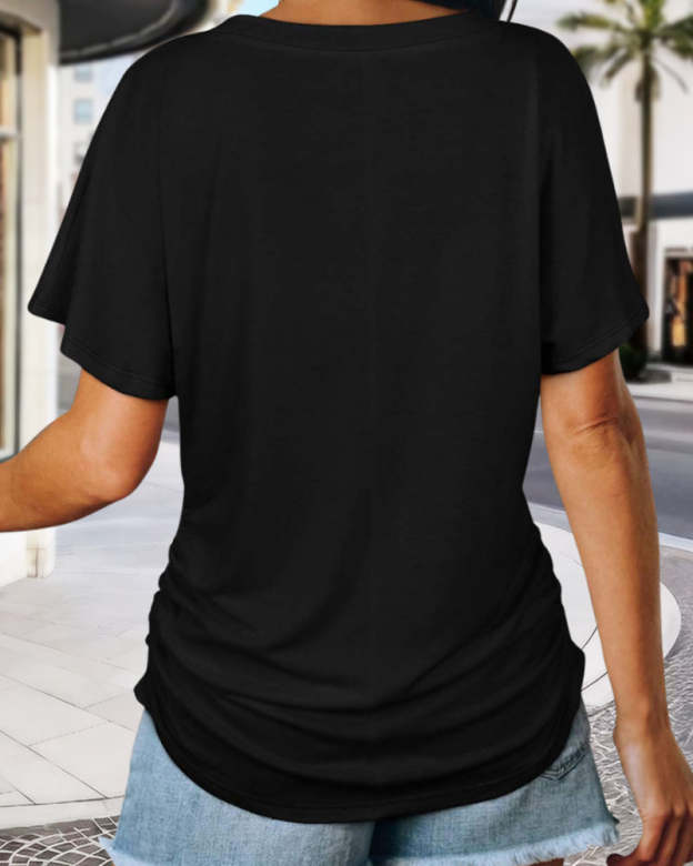 ✨Women's Soft V-Neck Dolman Loose Fit T-Shirt with Side Ruching