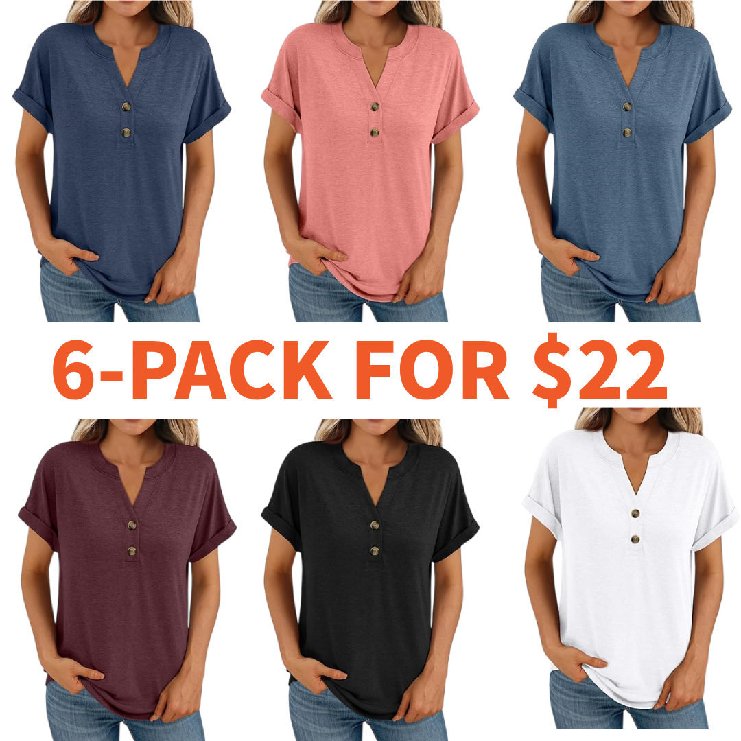 Women’s Casual V-Neck Henley Top