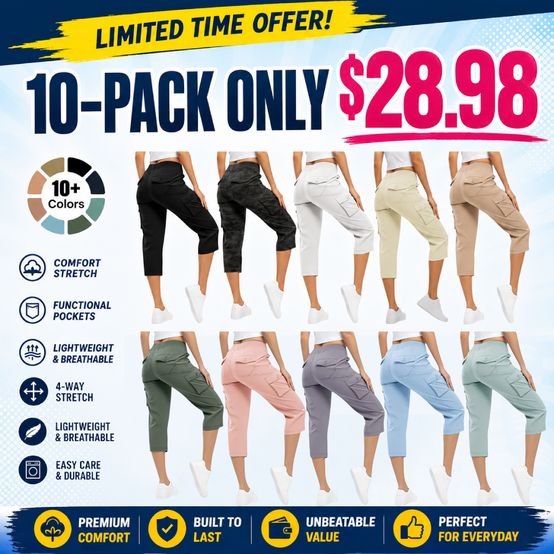 Women’s Loose-Fit Lightweight Quick-Dry Capri Pants with Pockets, Perfect for Summer Travel and Hiking