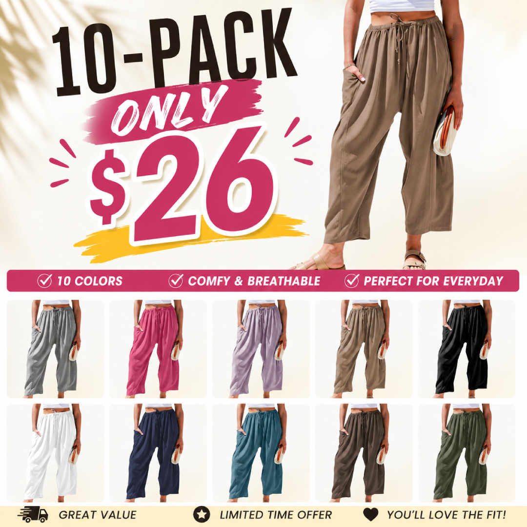 Women Comfort Lightweight Linen Wide Leg Cargo Pants