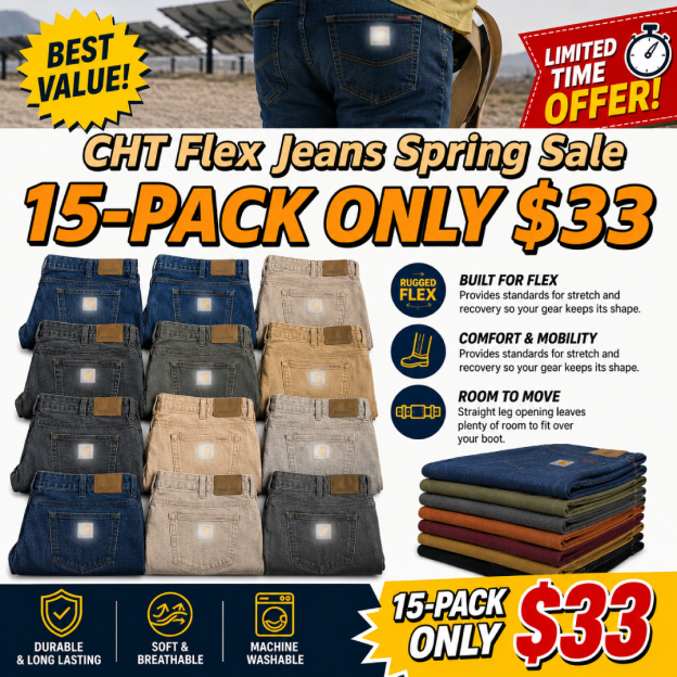 Limited Time Deal – Men’s Multi Pocket Stretch Flex Denim Jeans