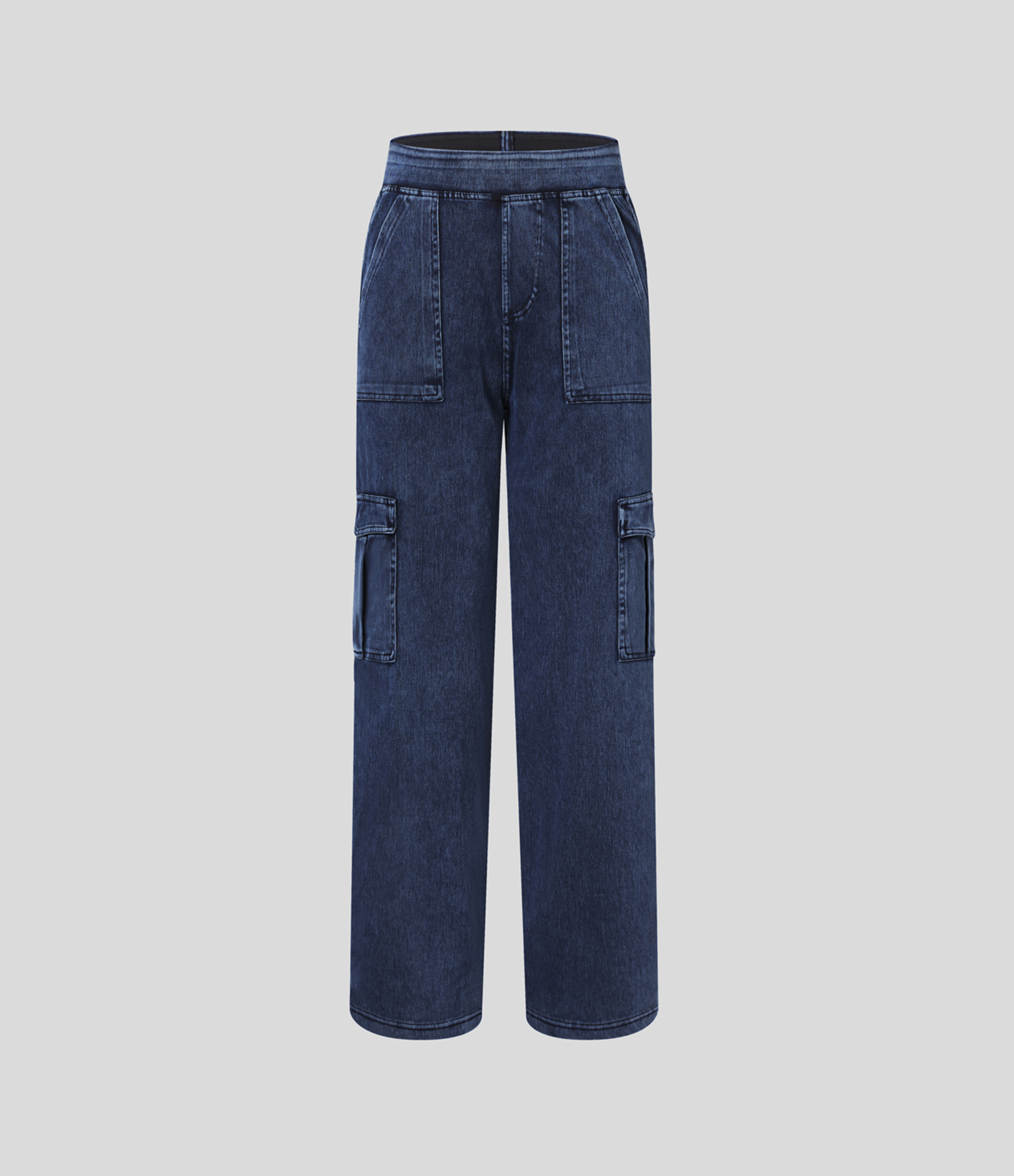 Mid Rise Pockets Straight Leg Casual Cargo Jeans
