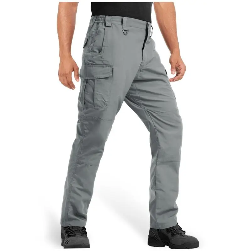 Men's Tactical Pants 9 Pockets Ripstop Water Repellent Cargo Pants Plain Casual Fitted Trousers Menswear for Work Hiking Hunting FallFreshness Outdoorfun