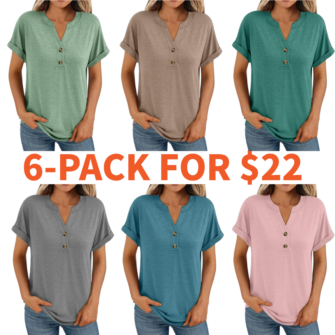Women’s Casual V-Neck Henley Top