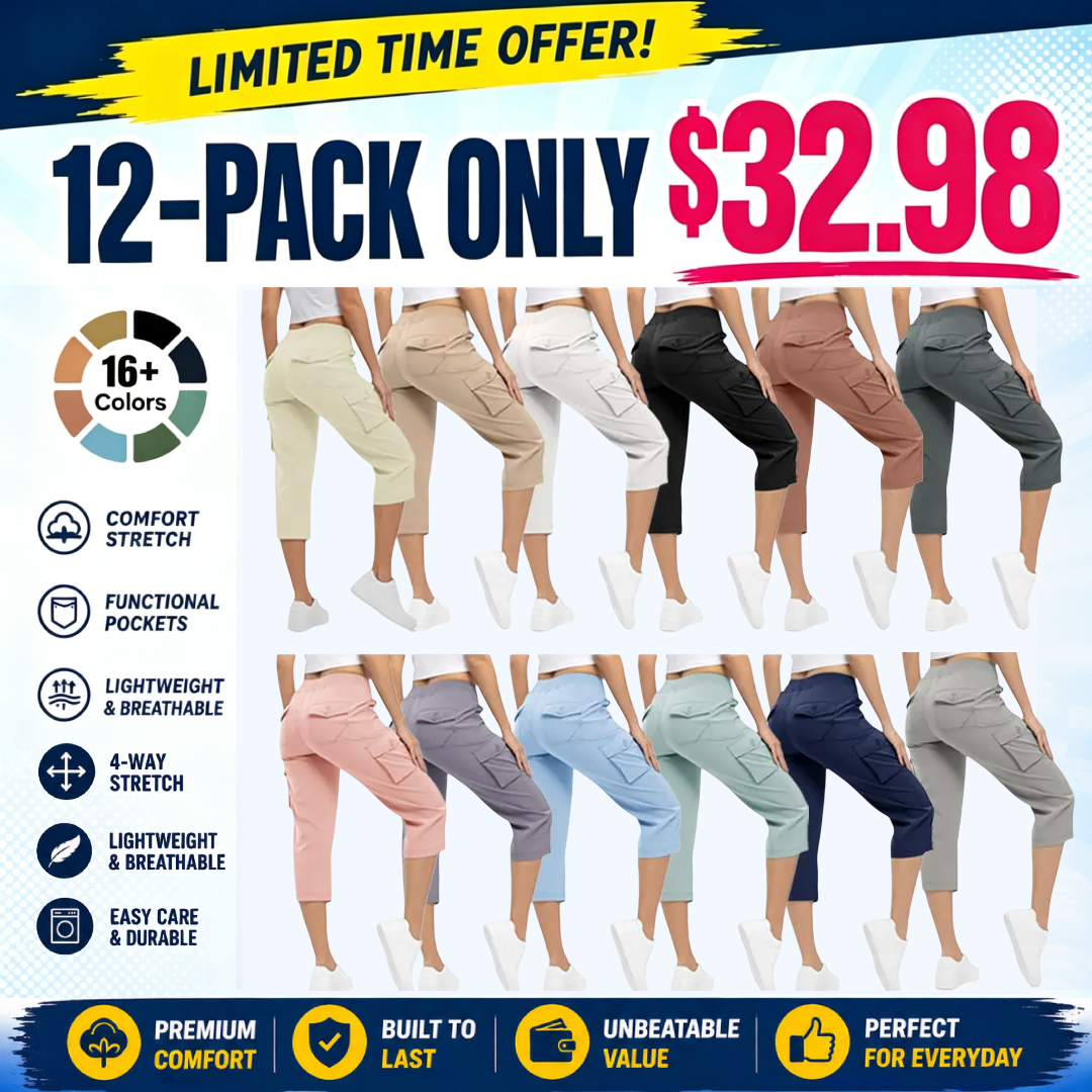 Women’s Loose-Fit Lightweight Quick-Dry Capri Pants with Pockets, Perfect for Summer Travel and Hiking