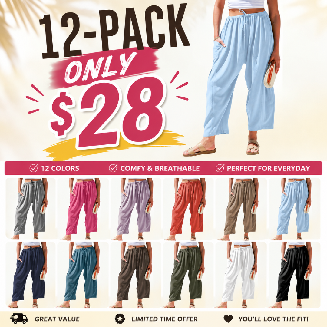 Women Comfort Lightweight Linen Wide Leg Cargo Pants