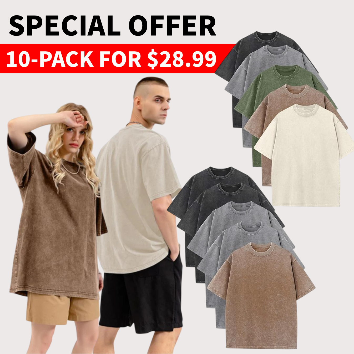 Men’s Oversized Vintage Acid-Wash T-Shirt – 100% Heavyweight Cotton Streetwear for Gym & Everyday Wear