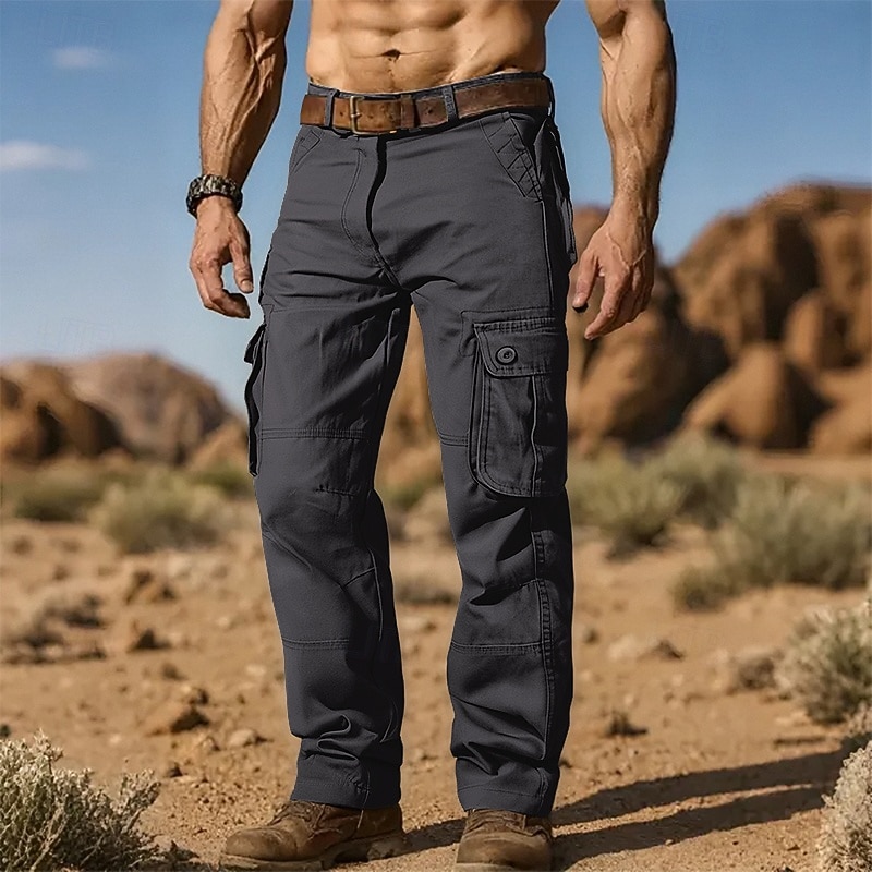 Men's Cargo Pants Trousers Buttons Multi Pocket Plain Wearable Outdoor Daily Camping & Hiking Fashion Classic Army Yellow Grass Green 2025 - &euro;17.54 &ndash;P7