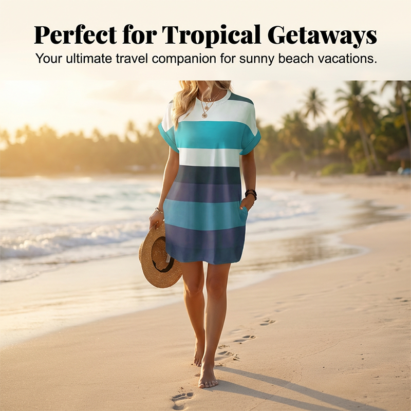 🥳2026 HOT SALE🥳💞50K+ SOLD!🏖️💨 90% OFF! Striped Midi Dress – Lightweight & breathable, effortless drape. Beach cover-up to evening dinner, one dress does it all. Pink, green, sky blue & more. 🌊✅