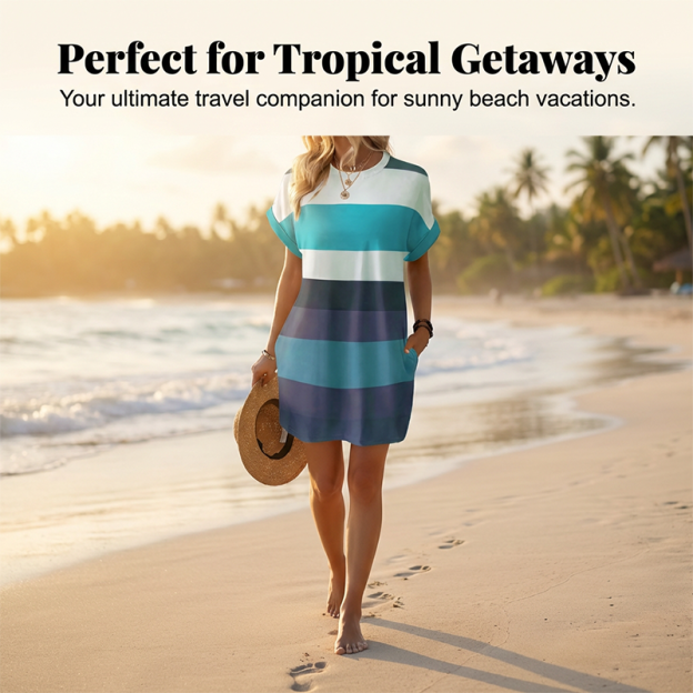 🥳2026 HOT SALE🥳💞50K+ SOLD!🏖️💨 90% OFF! Striped Midi Dress – Lightweight & breathable, effortless drape. Beach cover-up to evening dinner, one dress does it all. Pink, green, sky blue & more. 🌊✅