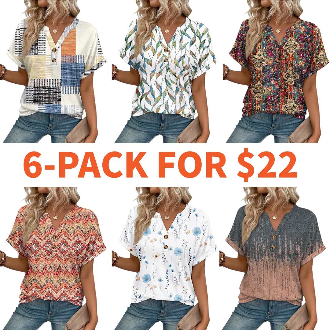 Women’s Casual V-Neck Henley Top