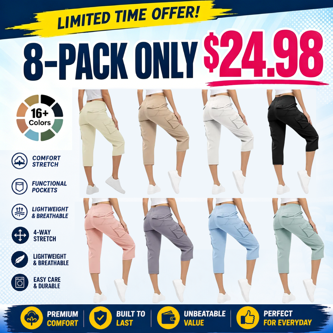 Women’s Loose-Fit Lightweight Quick-Dry Capri Pants with Pockets, Perfect for Summer Travel and Hiking