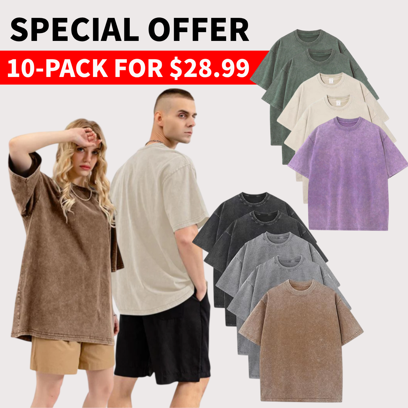 Men’s Oversized Vintage Acid-Wash T-Shirt – 100% Heavyweight Cotton Streetwear for Gym & Everyday Wear