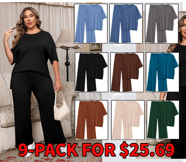 🔥 Flash Sale | Women's Comfy & Loose Two-Piece Set (Short-Sleeve Top + Pants)