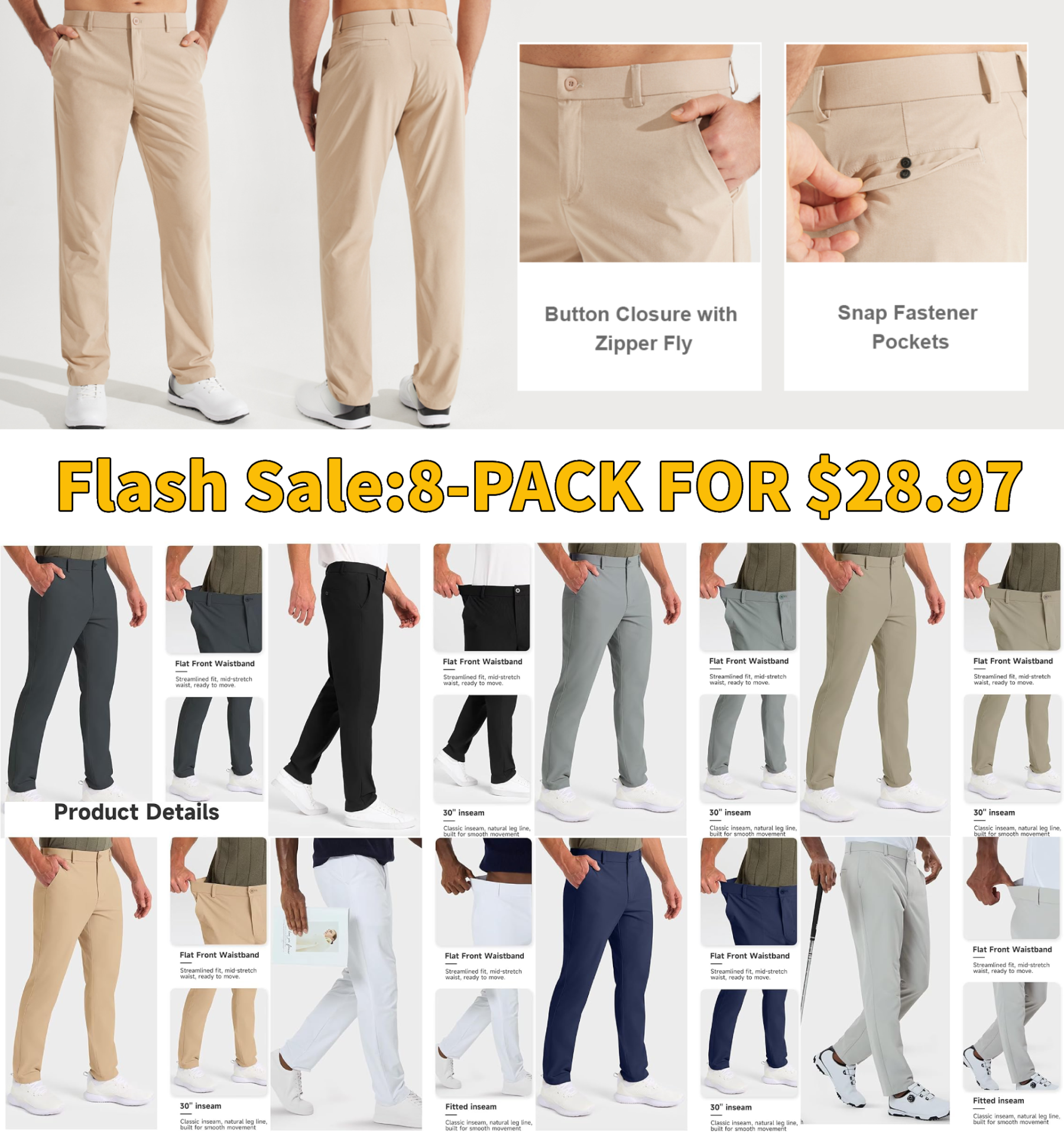 🔥Men's High Stretch Straight Fit Pants