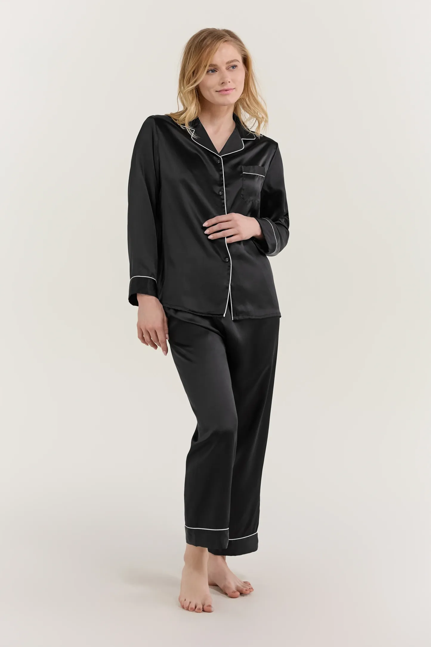 Women’s Long-Sleeve & Pants Silk Pajama