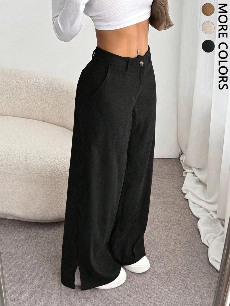 Women's Casual Pants Vintage High-End Split Wide Leg Loose Corduroy Long Pants, Comfortable and Stylish, Perfect for Daily Wear