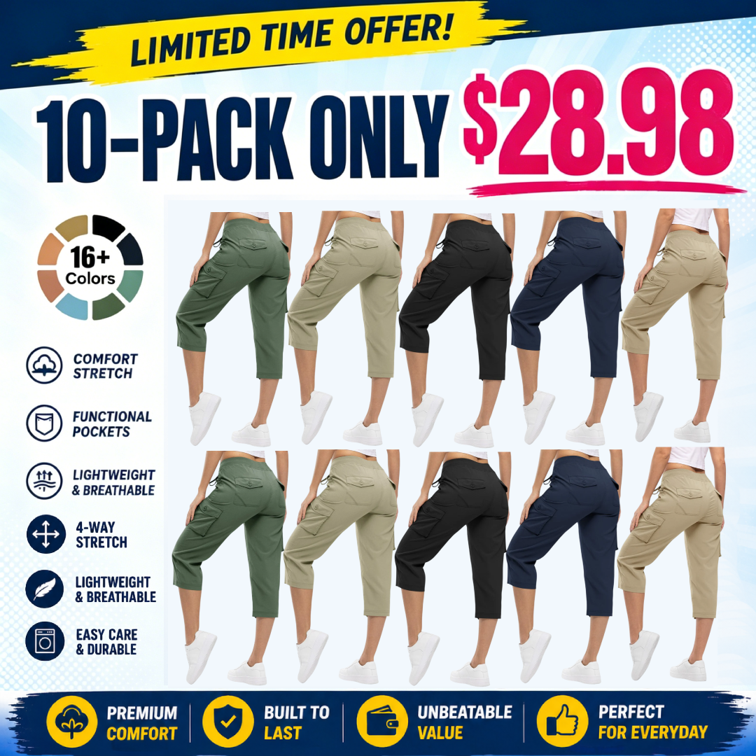 Women’s Loose-Fit Lightweight Quick-Dry Capri Pants with Pockets, Perfect for Summer Travel and Hiking