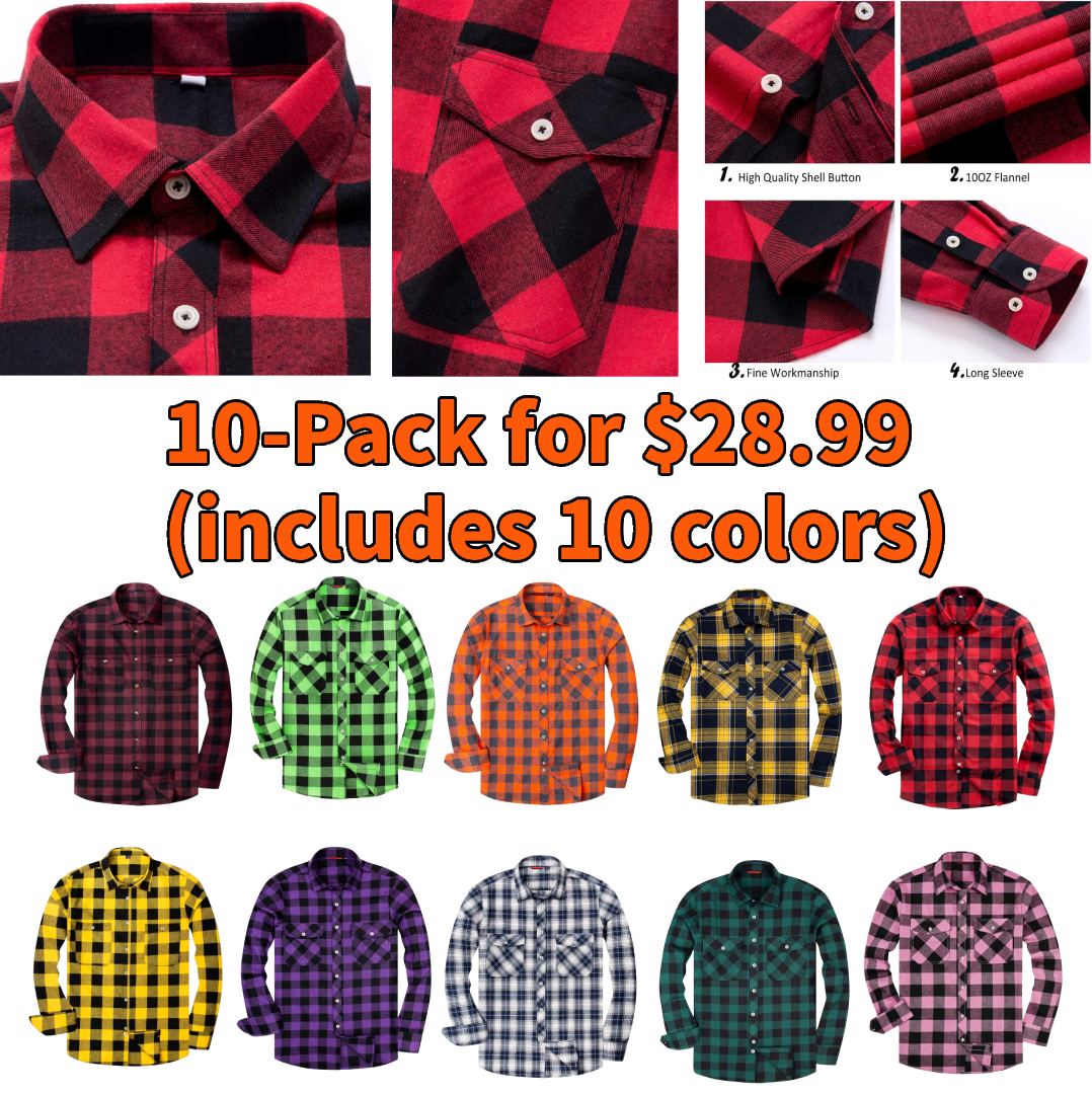 Alimens & Gentle Boy's Flannel Shirt Button Down Long Sleeve Plaid Cas