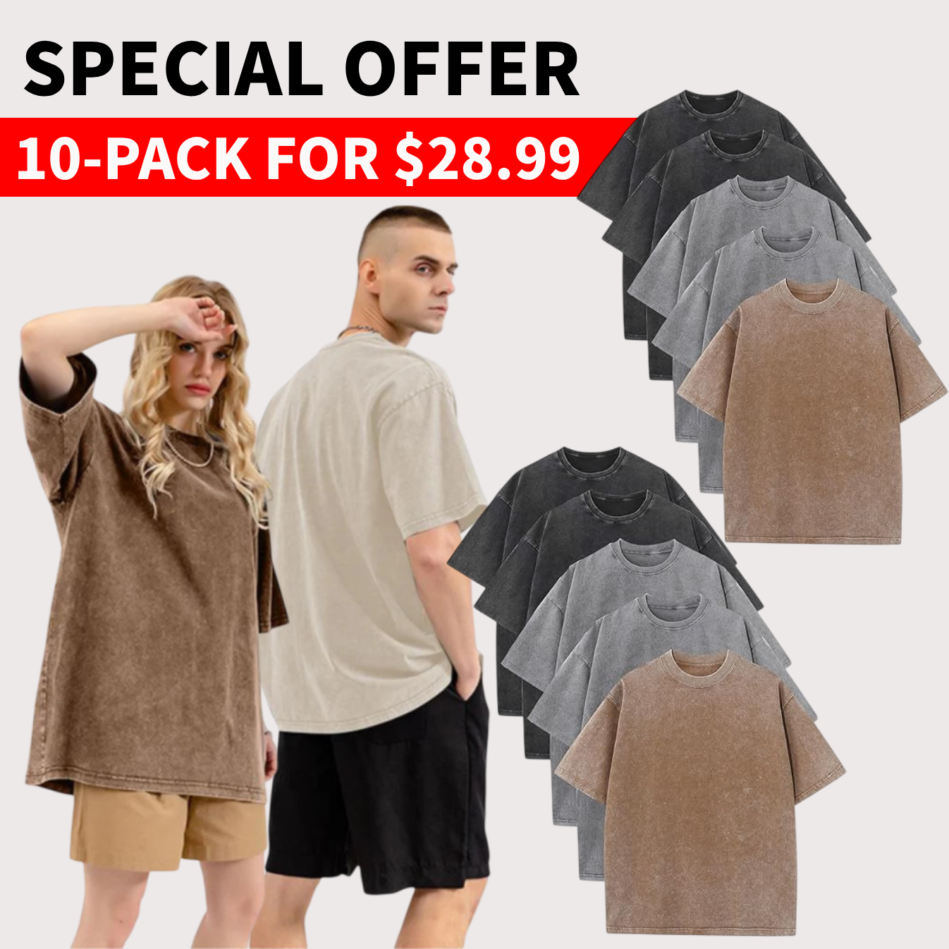 Men’s Oversized Vintage Acid-Wash T-Shirt – 100% Heavyweight Cotton Streetwear for Gym & Everyday Wear