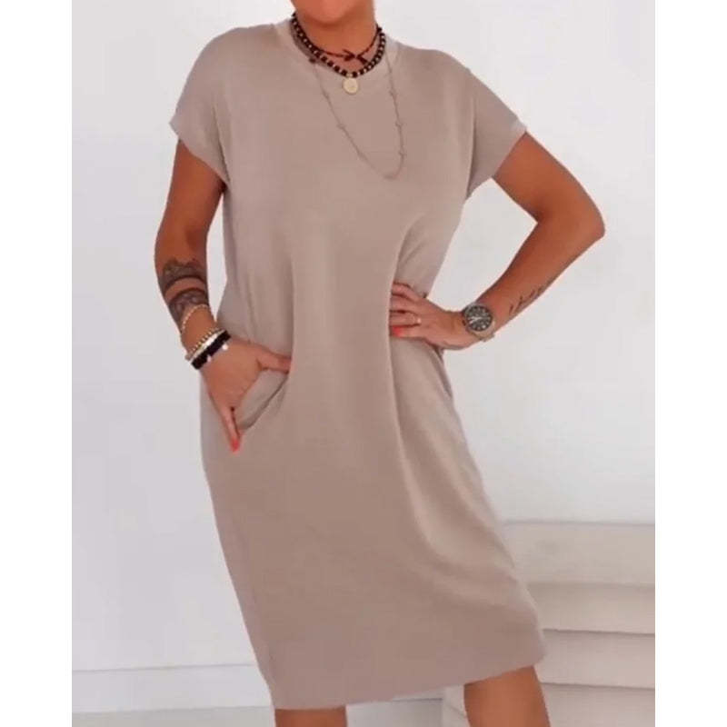 👗 90% OFF NOW! 🛍️ Women's Casual Short Sleeve T-Shirt Dress – Soft, Breathable & Pockets Included 🌿