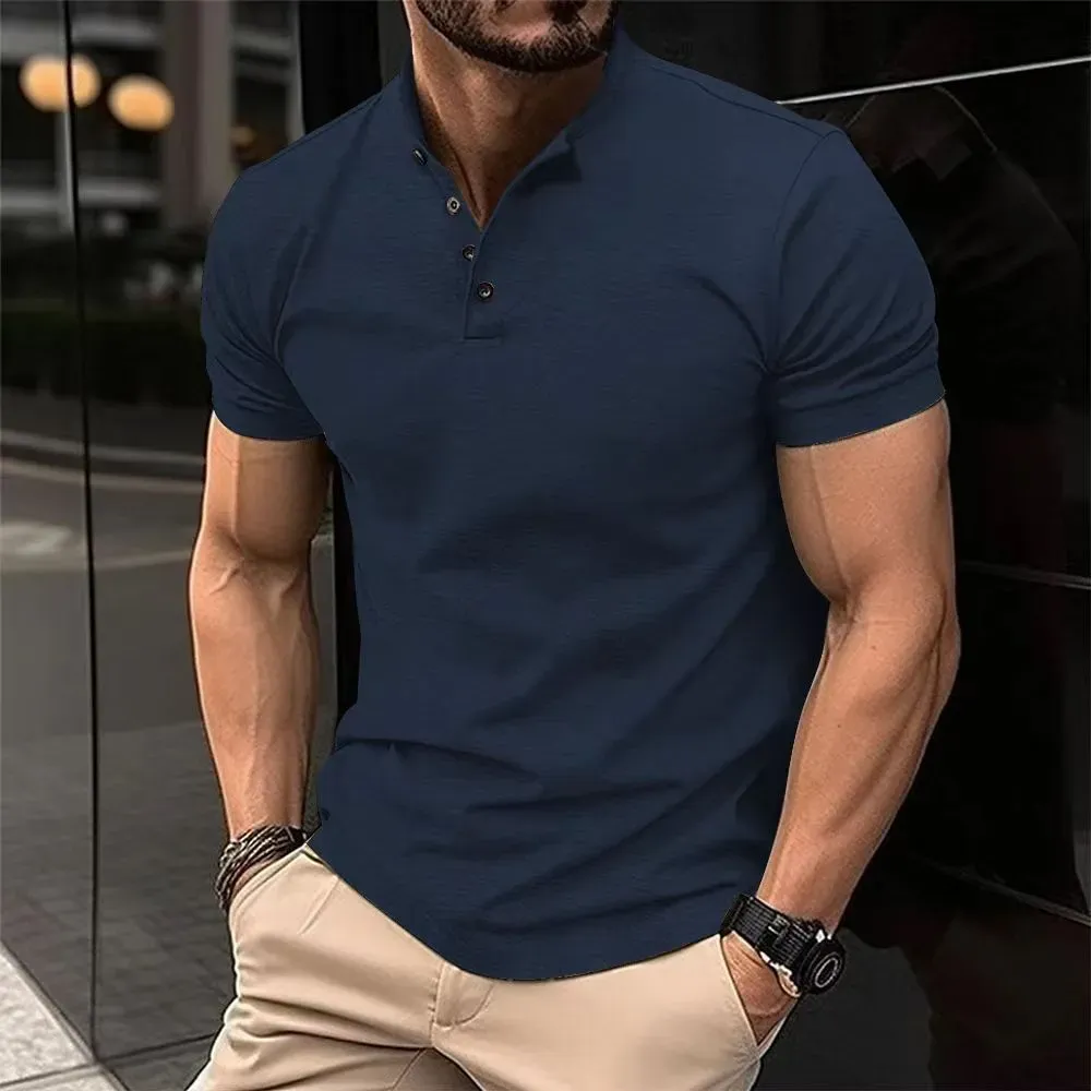 Men's simple and fitted stand-collar harem shirt
