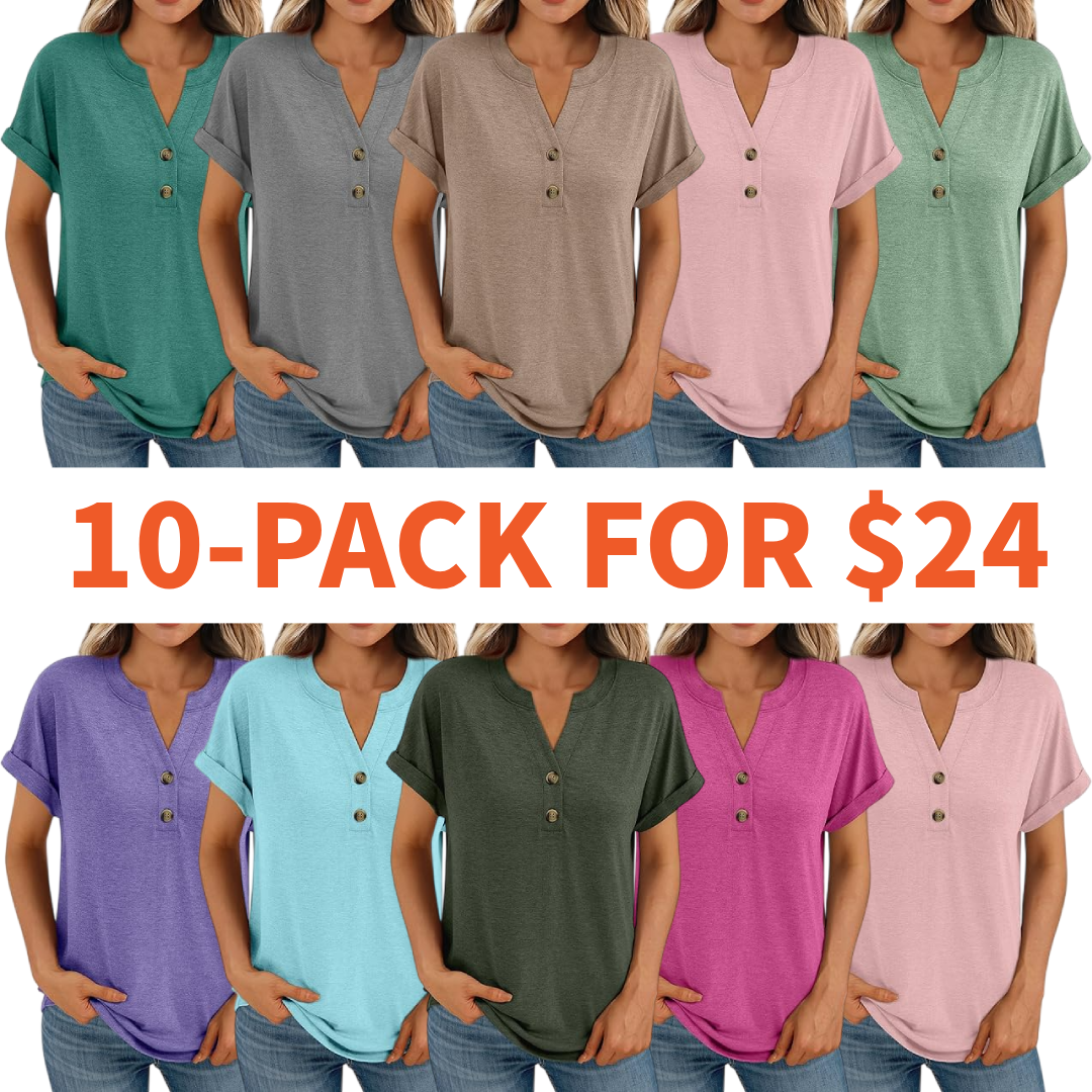 Women’s Casual V-Neck Henley Top