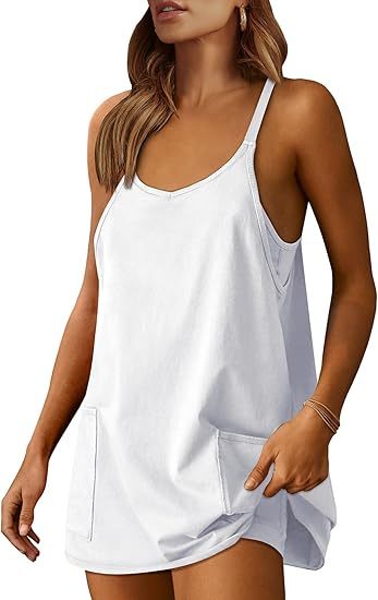 Women's Sleeveless Mini Dress with Built-in Shorts