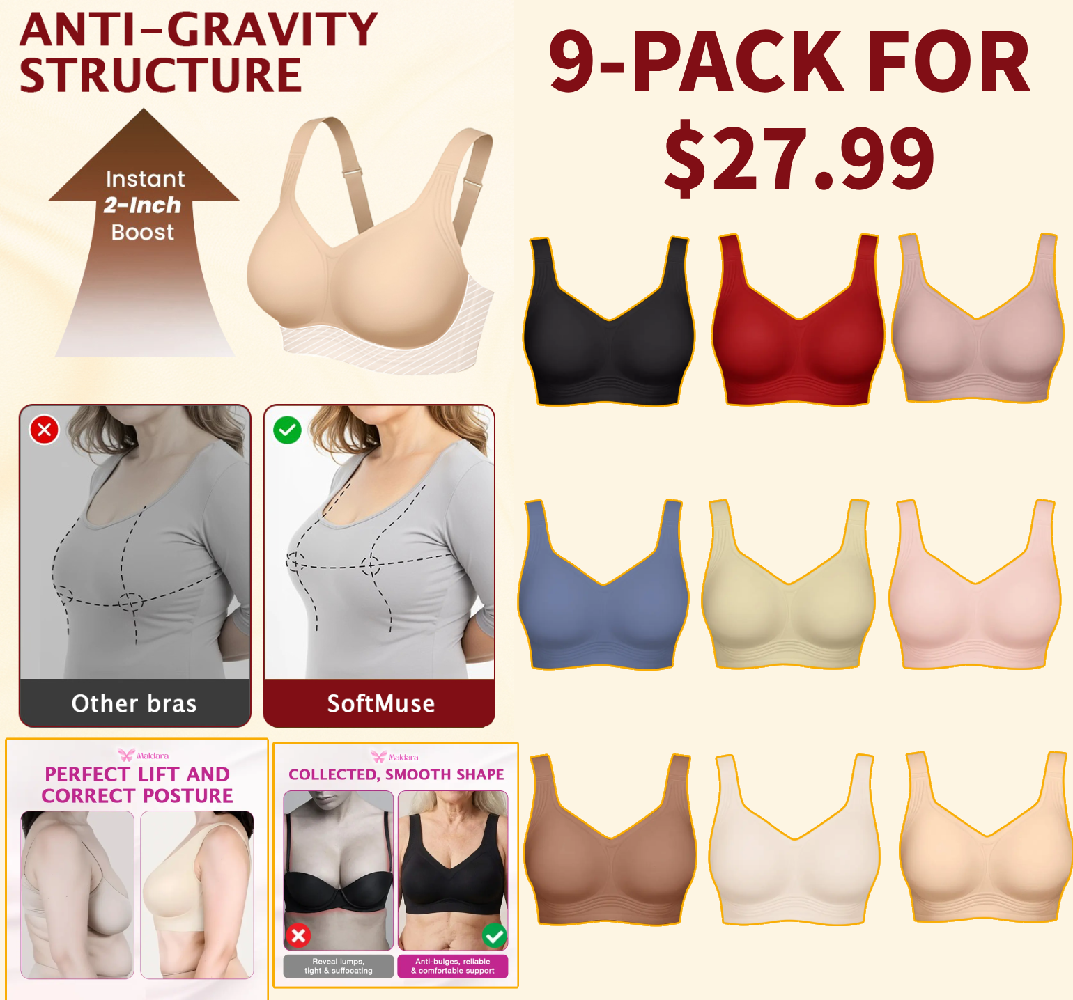 Maldara - LAST DAY SALE 70% OFF - Comfort Lifting Firming Wire-Free Jelly Bra