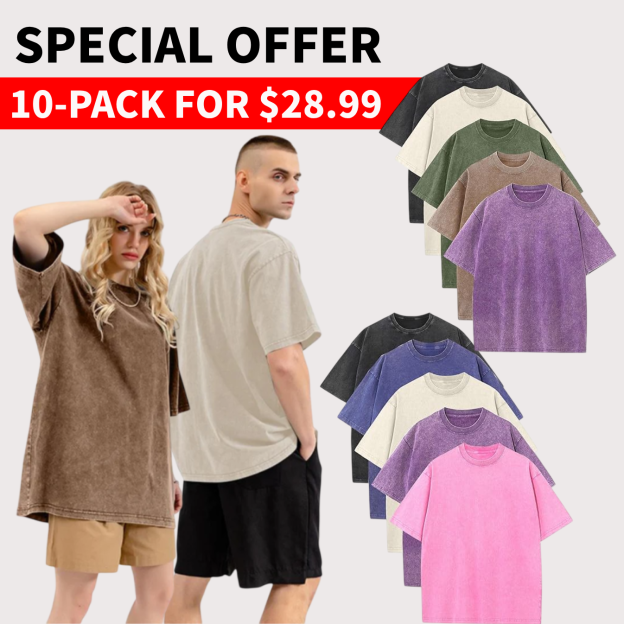 Men’s Oversized Vintage Acid-Wash T-Shirt – 100% Heavyweight Cotton Streetwear for Gym & Everyday Wear