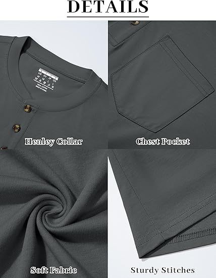 💫Clearance Sale🔥 - Men's Fashion Vintage Distressed Pocket Long Sleeve Henley Shirt