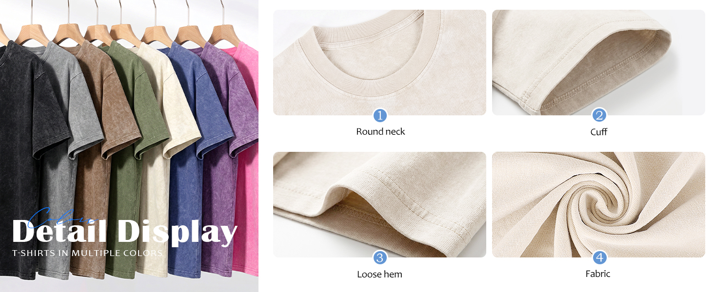 Cotton Acid Wash Tee Shirt for Women